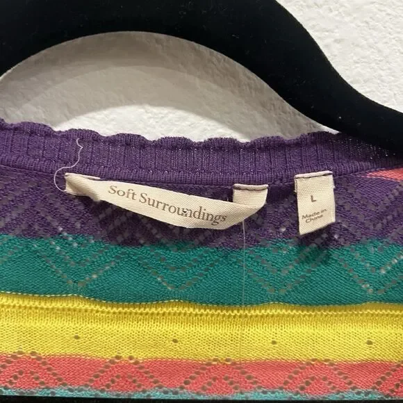 Soft Surroundings NWT Monteverde Stripe Cardigan Sweater - Size L Artsy Colorful - Picture 3 of 8